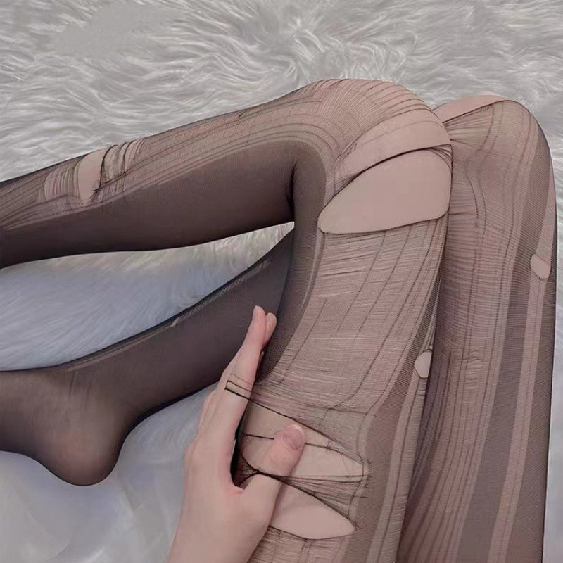 섹스 속옷 스타킹 손으로 찢을 수 있는 얇고 일회용 블랙 스타킹 섹시 레이스 여성 섹스 고기 스타킹