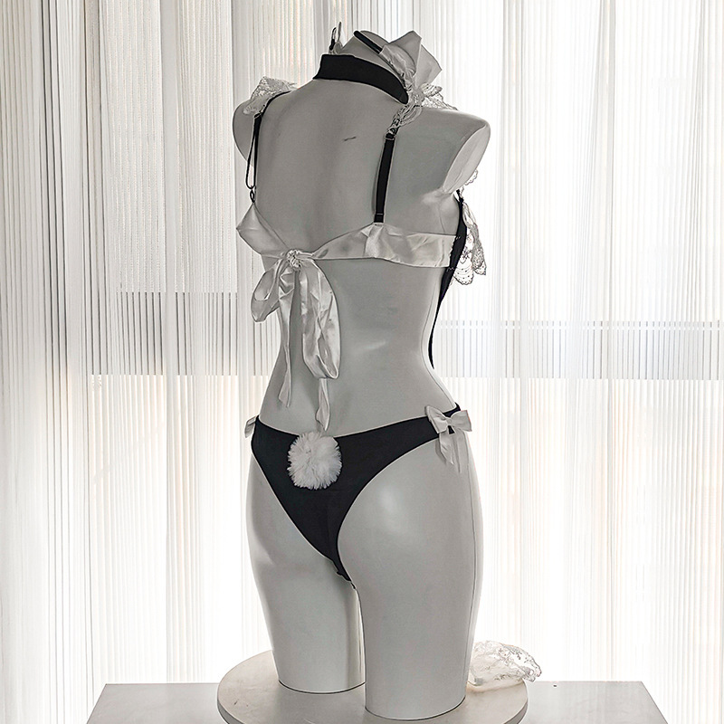 메이드 룩 란제리 파자마 점프슈트 유니폼 섹시 포인트 세트 유혹