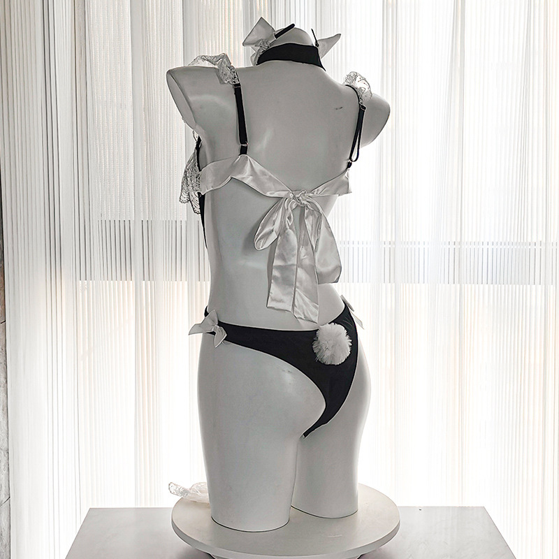 메이드 룩 란제리 파자마 점프슈트 유니폼 섹시 포인트 세트 유혹