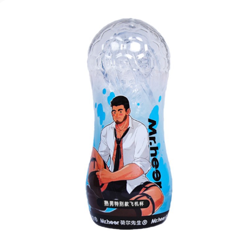 홀 씨, 남자가 수동 비행기 컵 구멍으로 자위기 만화 만화 컵 빨기