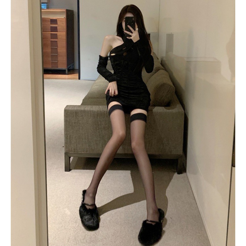 섹시 란제리 스타킹 섹시한 블라우스 섹시한 블랙 실크 롱 무릎 스타킹