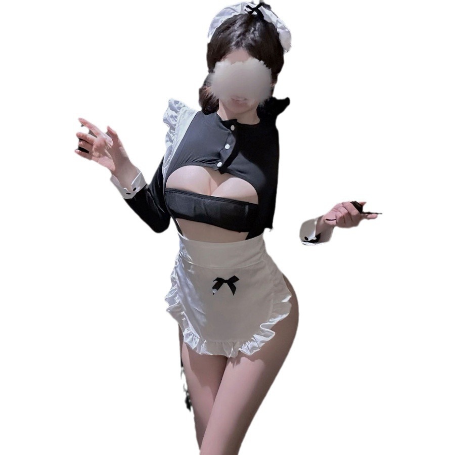 섹시 란제리는 섹시 섹시 파자마, 하녀는 작은 가슴을 열어 섹시 유니폼 가슴을 유혹한다