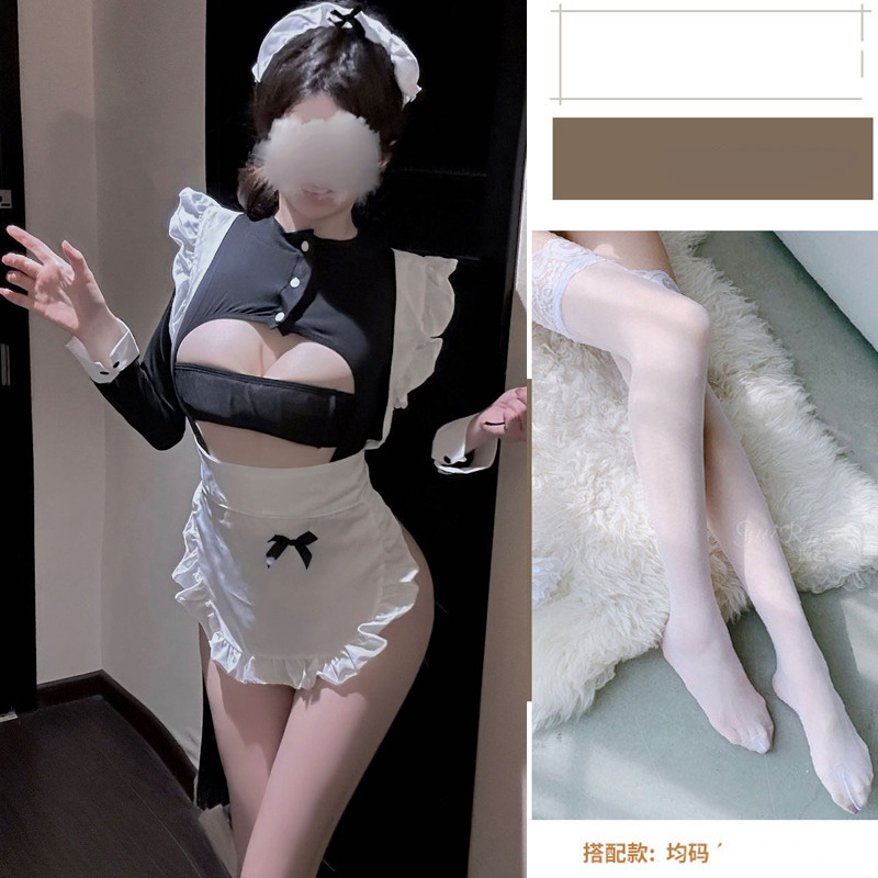 섹시 란제리는 섹시 섹시 파자마, 하녀는 작은 가슴을 열어 섹시 유니폼 가슴을 유혹한다