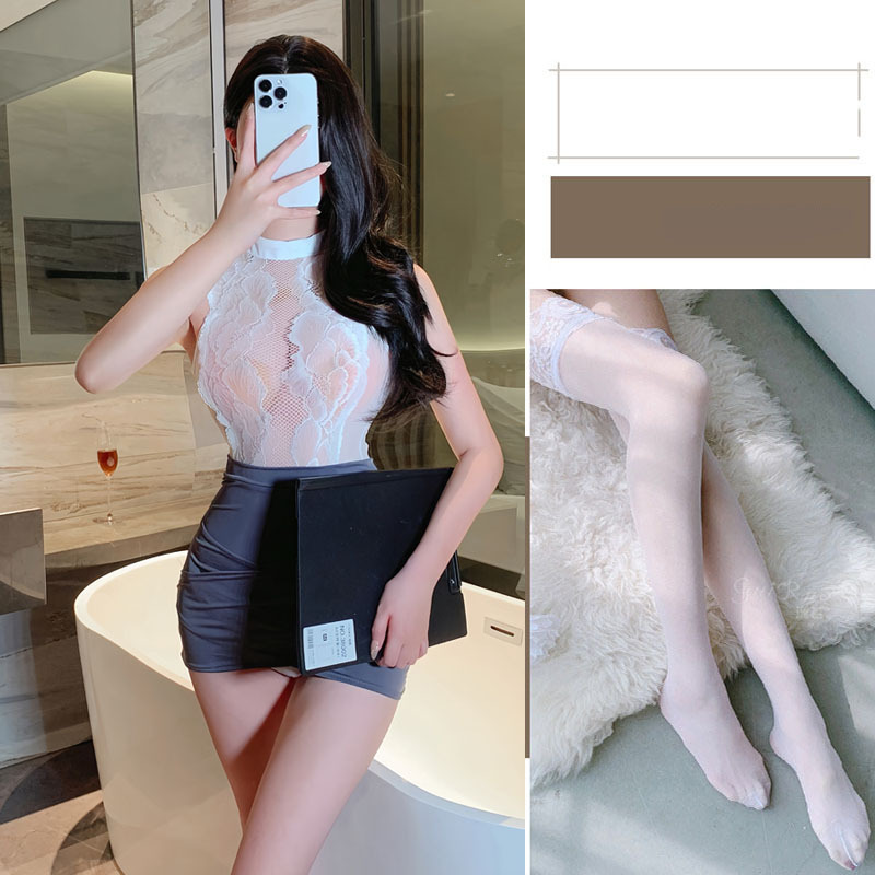 섹시한 속옷 순 비서룩에 힙 스커트를 감싸는 시스루 레이스 유니폼 탈탈 유혹의 유니폼 세트