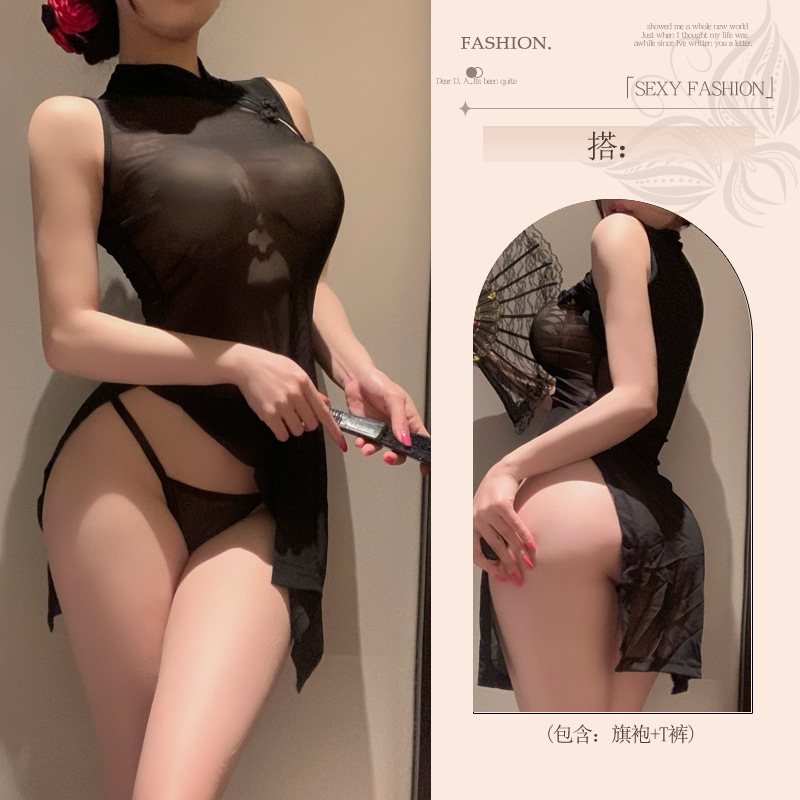 섹시한 속옷'치파오'의 여성 금욕 커플 코디 섹시 파자마