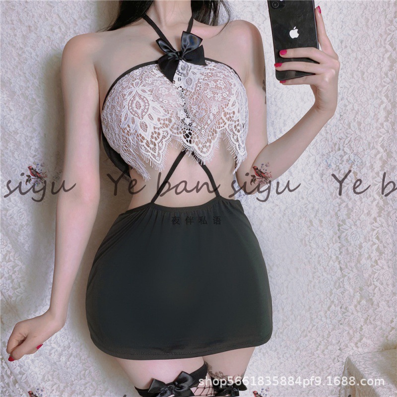섹시 속옷 비서룩 시스루 레이스 슬립 치마로 엉덩이를 감싸는 유니폼 유혹 섹시 용품 세트