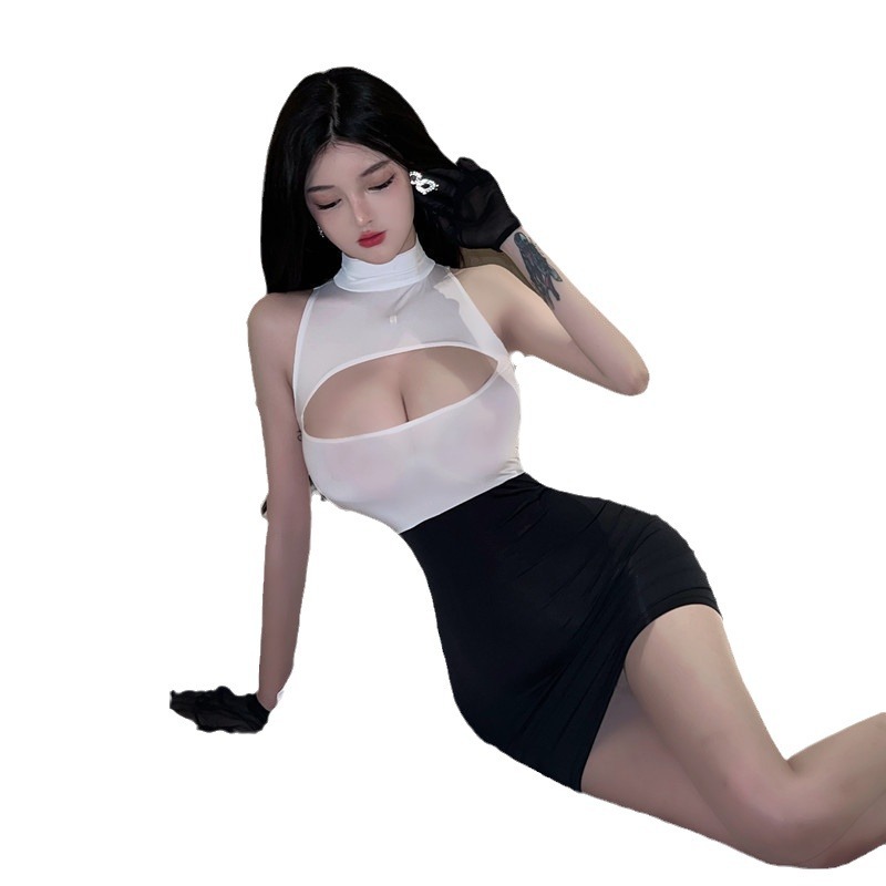 섹시 속옷 잠옷 섹시 비서 점프슈트 유혹 섹시 수트 힙 커버 스커트