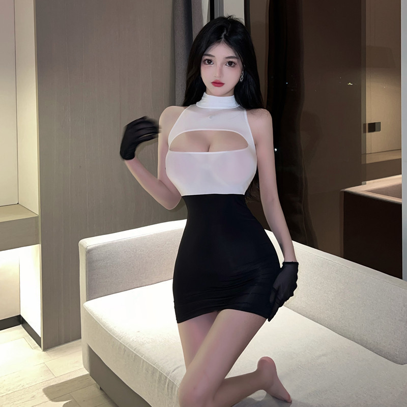 섹시 속옷 잠옷 섹시 비서 점프슈트 유혹 섹시 수트 힙 커버 스커트