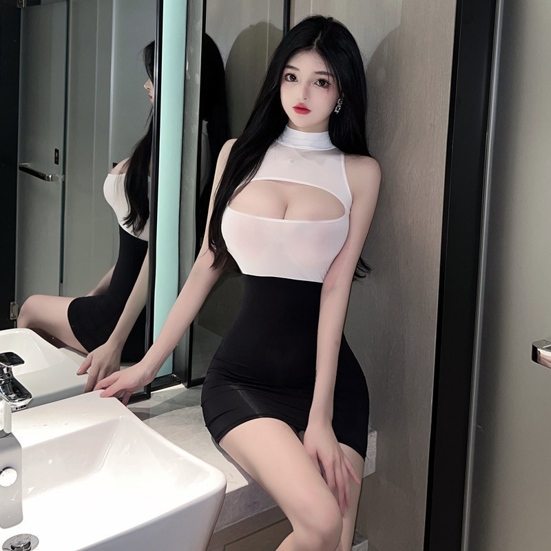 섹시 속옷 잠옷 섹시 비서 점프슈트 유혹 섹시 수트 힙 커버 스커트