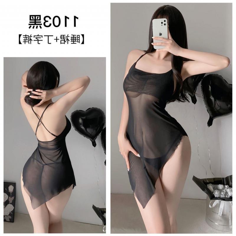 섹시 속옷 잠옷 섹시한 멜빵 잠옷 섹시한 시스루 드레스 오픈 파일 유니폼