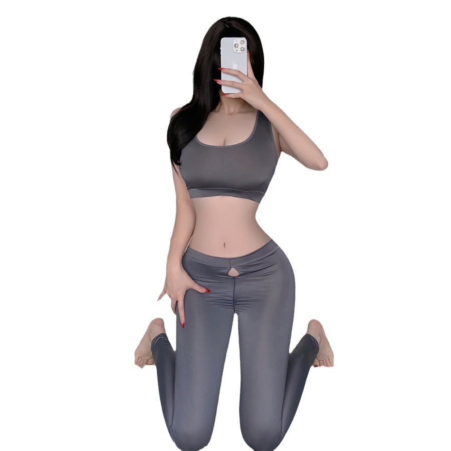 섹시 속옷 여자 요가 바지 유니폼 유니폼 섹시한 오픈 도어 지퍼 섹시 용품
