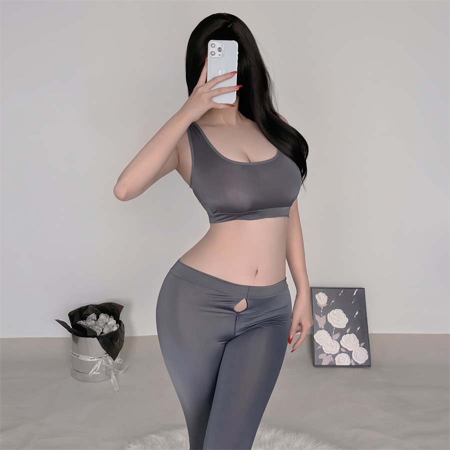 섹시 속옷 여자 요가 바지 유니폼 유니폼 섹시한 오픈 도어 지퍼 섹시 용품