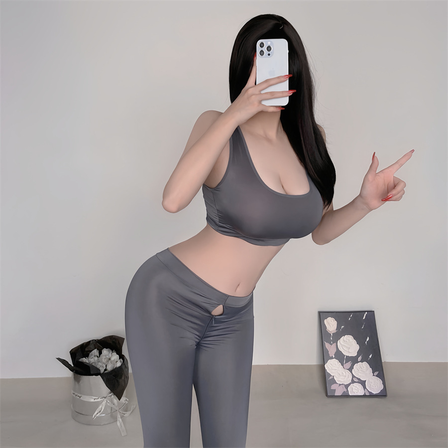 섹시 속옷 여자 요가 바지 유니폼 유니폼 섹시한 오픈 도어 지퍼 섹시 용품
