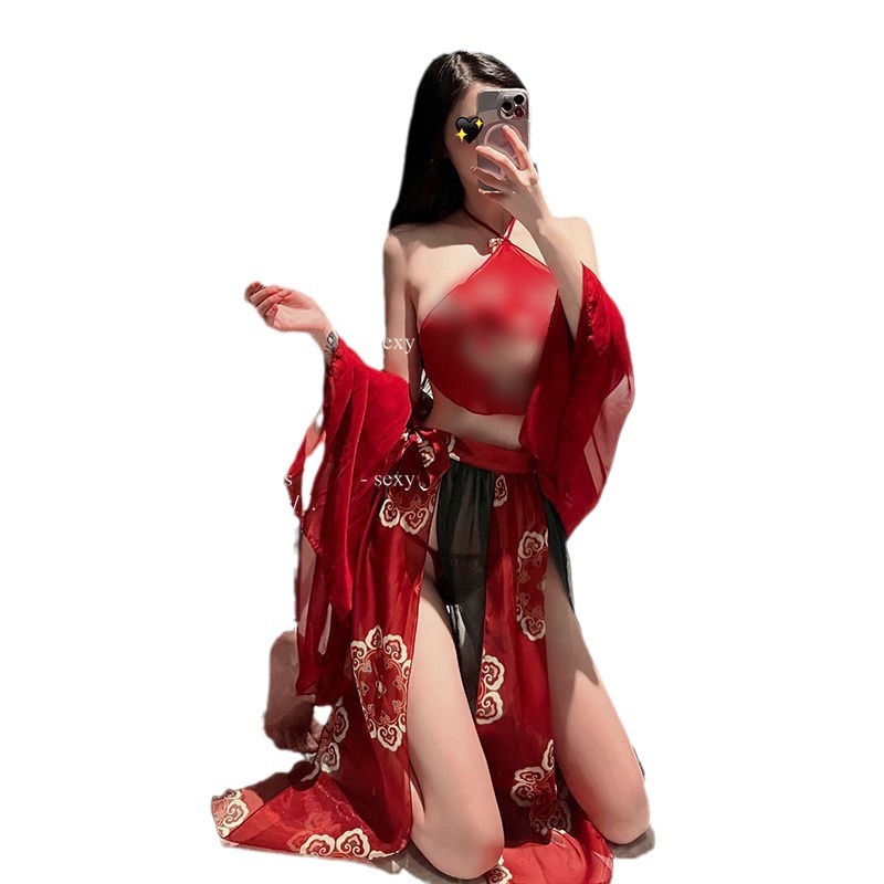 섹스 란제리 섹시한 중국 의복 치파오 제복 침대 위의 유혹 비천 섹스 정장녀 극도의 유혹 선녀복