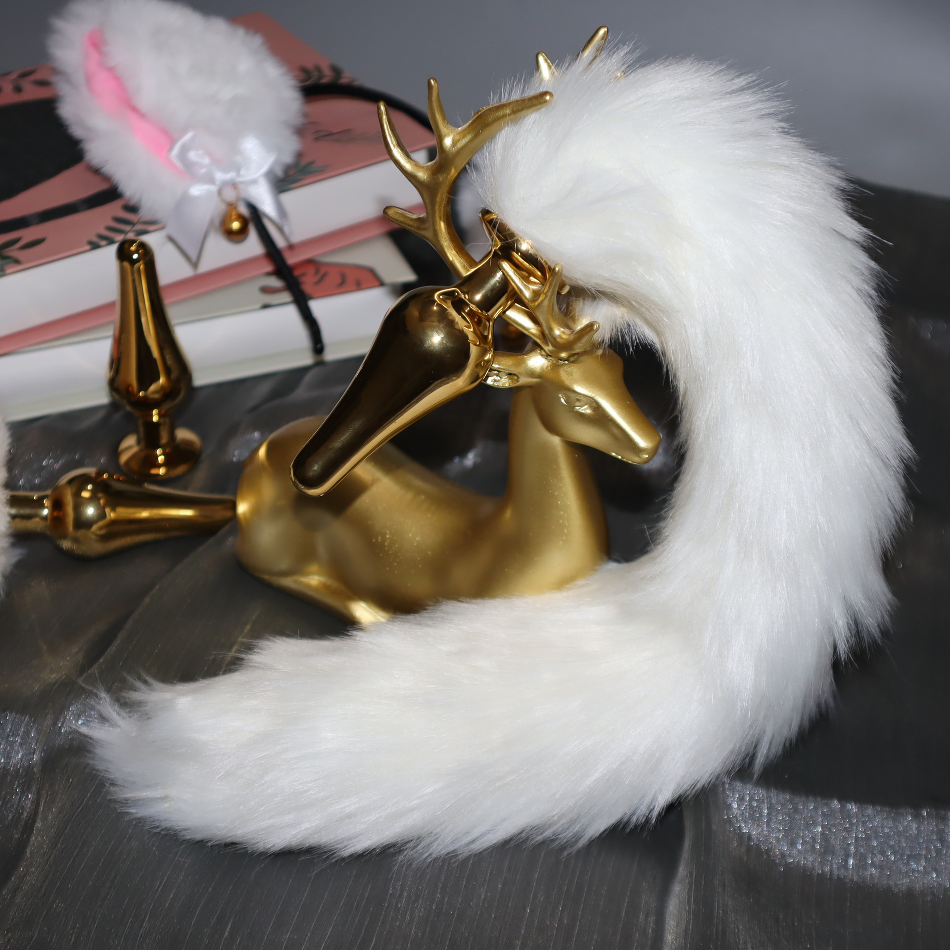 성적 sm 금속 항문막이꼬리 녀성후정교육용 항문막이여우 꼬리 성애도구