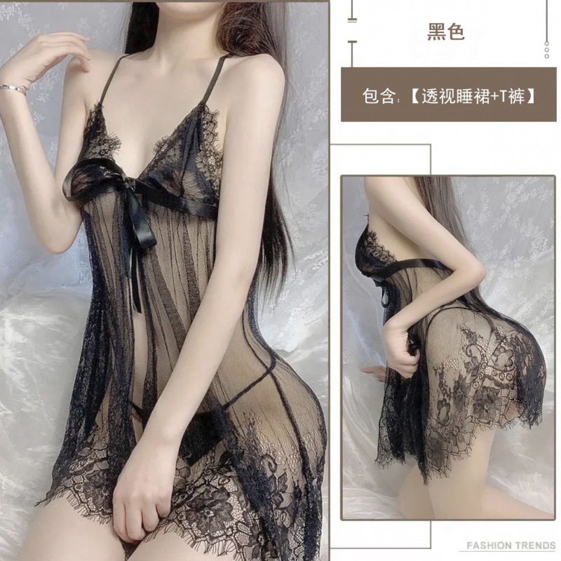 섹시 섹시 란제리 유니폼 매혹적인 레이스의 시스루 망사 슬립 수트