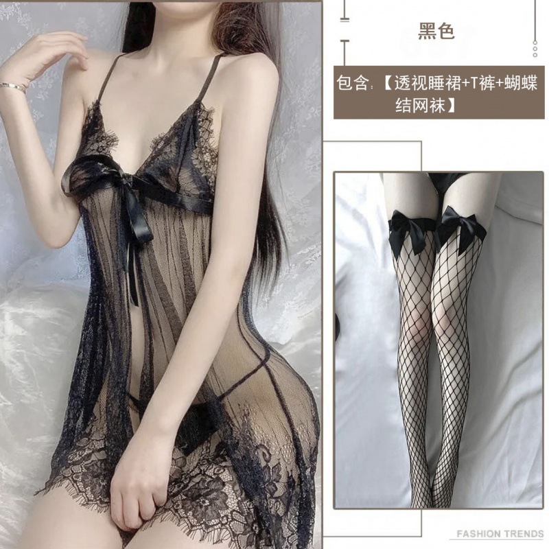 섹시 섹시 란제리 유니폼 매혹적인 레이스의 시스루 망사 슬립 수트