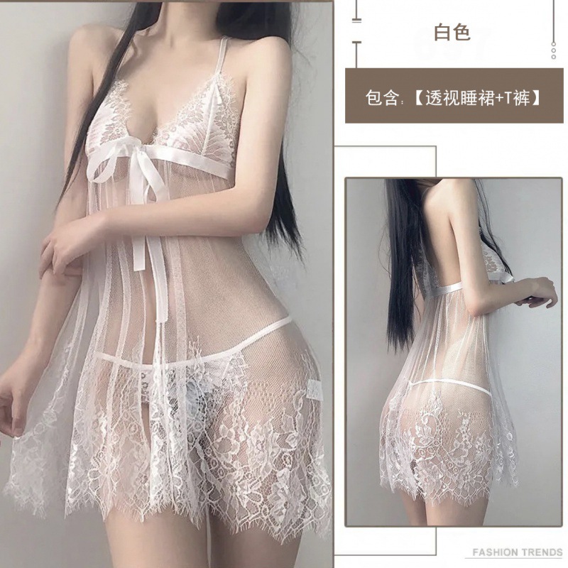 섹시 섹시 란제리 유니폼 매혹적인 레이스의 시스루 망사 슬립 수트