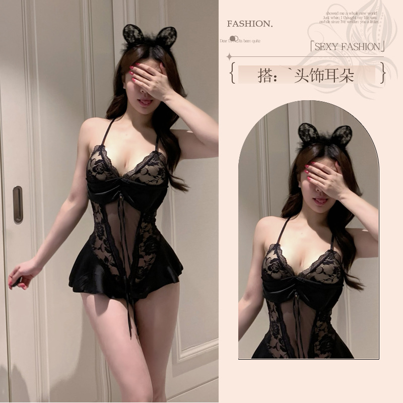 섹시한 란제리의녀 순욕 섹시한 점프슈트 유혹 가위선 격정 시스루 섹시한 펀칭 점프슈트