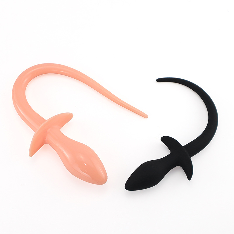 검정색 개 꼬리, 실리콘 항문 마개, 후정 항문 확장기, 개 노예 길들이기 항문 마개, 성인용품