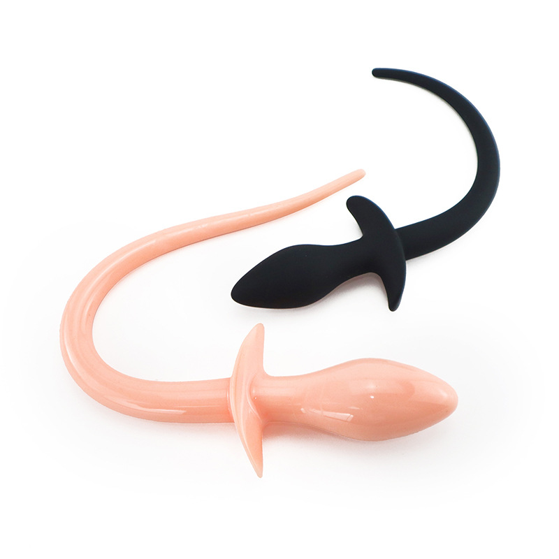 검정색 개 꼬리, 실리콘 항문 마개, 후정 항문 확장기, 개 노예 길들이기 항문 마개, 성인용품
