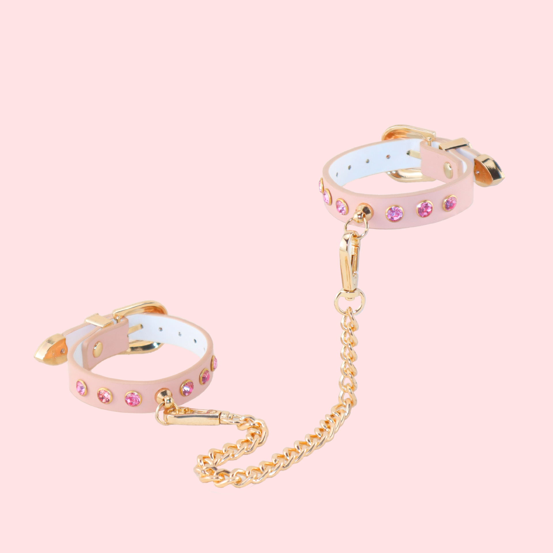 핑크 다이아몬드 수갑 남녀를 묶는 sm 교제 정취용품 가죽 수갑 이색 성인 장난감