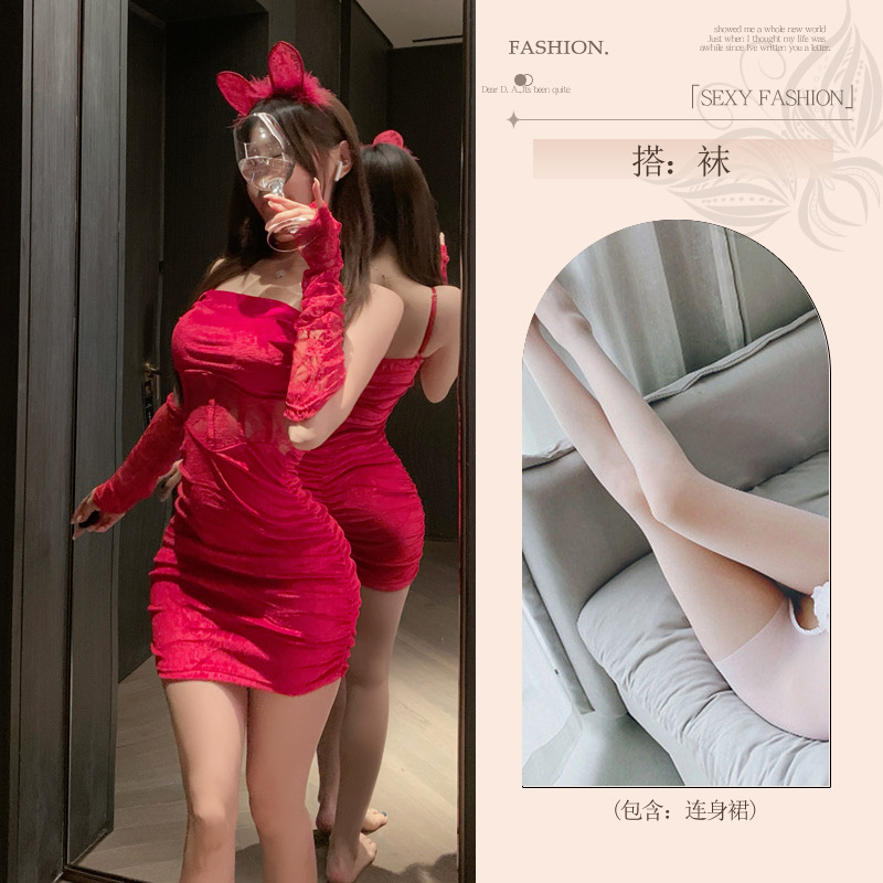 섹시 속옷 순 욕심 속옷 여자 제복 금욕 섹스 제복 빨간 크리스마스복 섹시한 잠옷