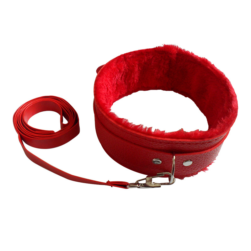 情趣 性用品 sm 毛绒 皮革 项圈 脖套 牵引 束缚 另类 男女用 调教 成人玩具
