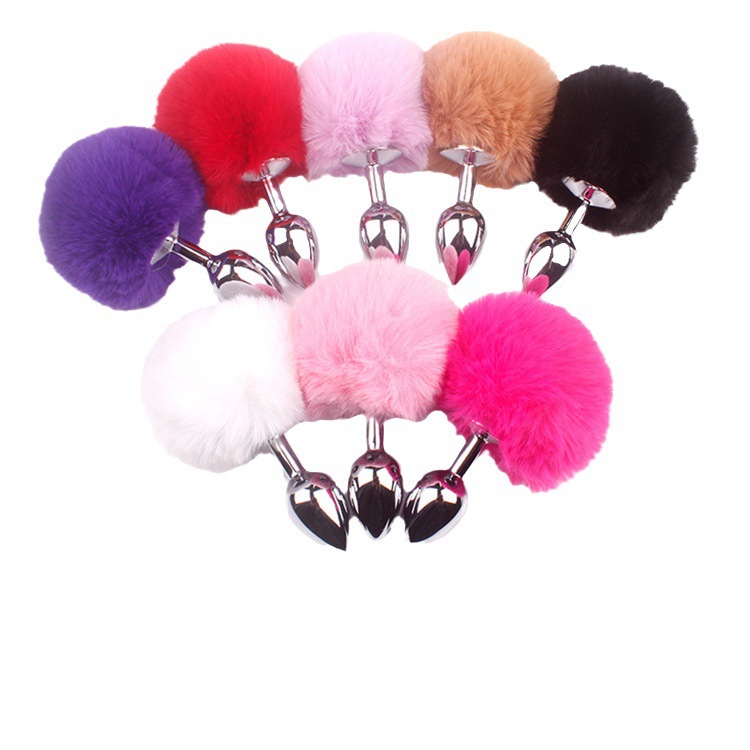 금속 항문 마개 sm 후정 토끼 꼬리 자극 이색 섹스 용품 성인 조련 도구 털공 장난감