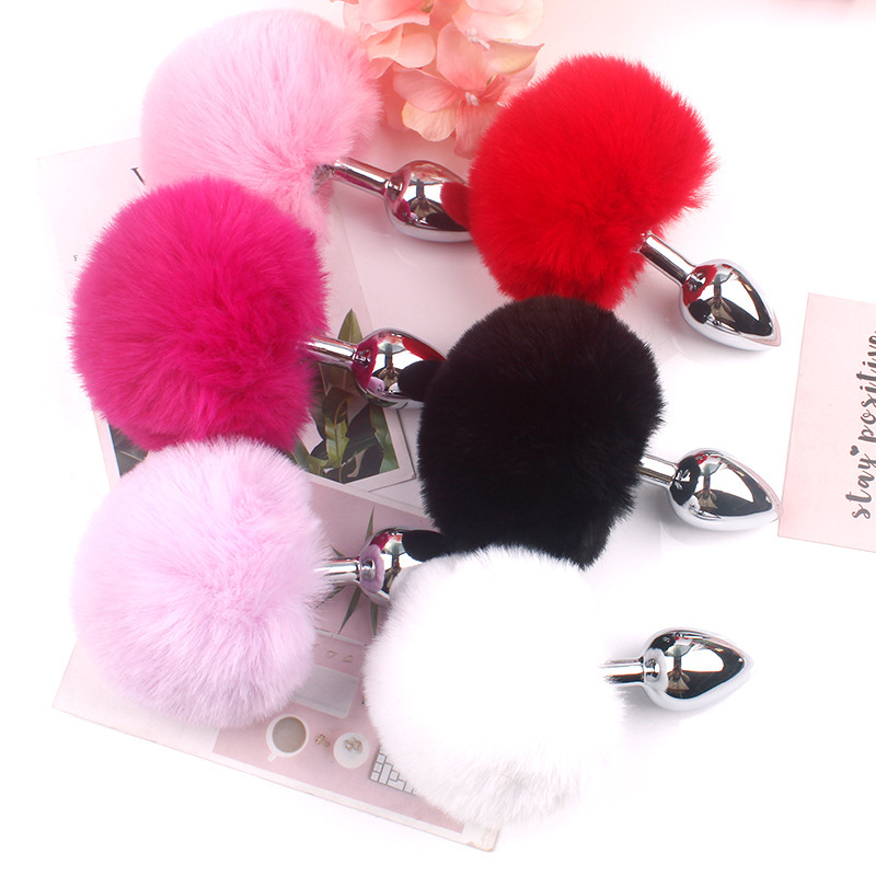 금속 항문 마개 sm 후정 토끼 꼬리 자극 이색 섹스 용품 성인 조련 도구 털공 장난감