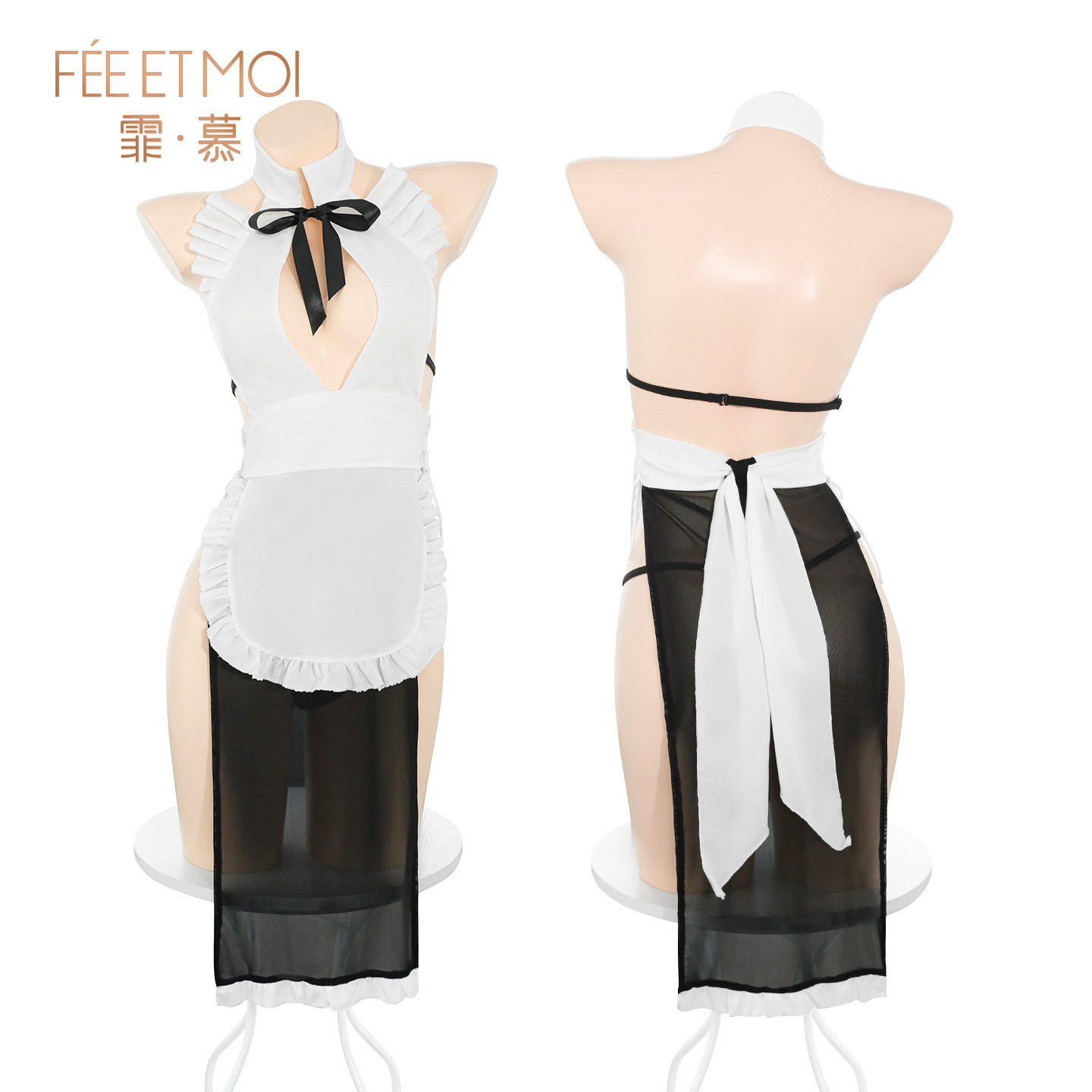 섹시한 란제리 하녀 정장 가슴 드러내고 엉덩이 드러낸 섹시함 제복 벗고 잠옷 유혹해