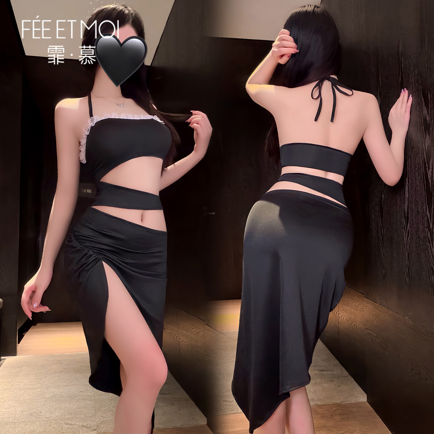 섹시한 속옷 스타일의 펀칭 원피스 선정적인 섹시한 튜브탑, 등이 보이는 잠옷