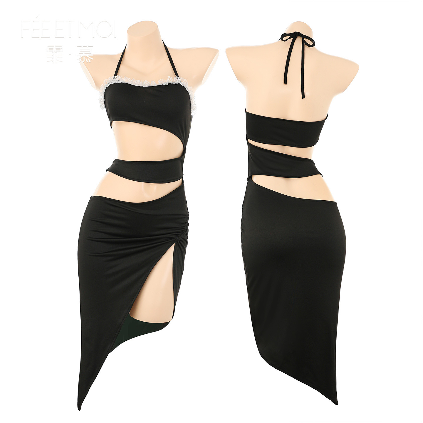 섹시한 속옷 스타일의 펀칭 원피스 선정적인 섹시한 튜브탑, 등이 보이는 잠옷