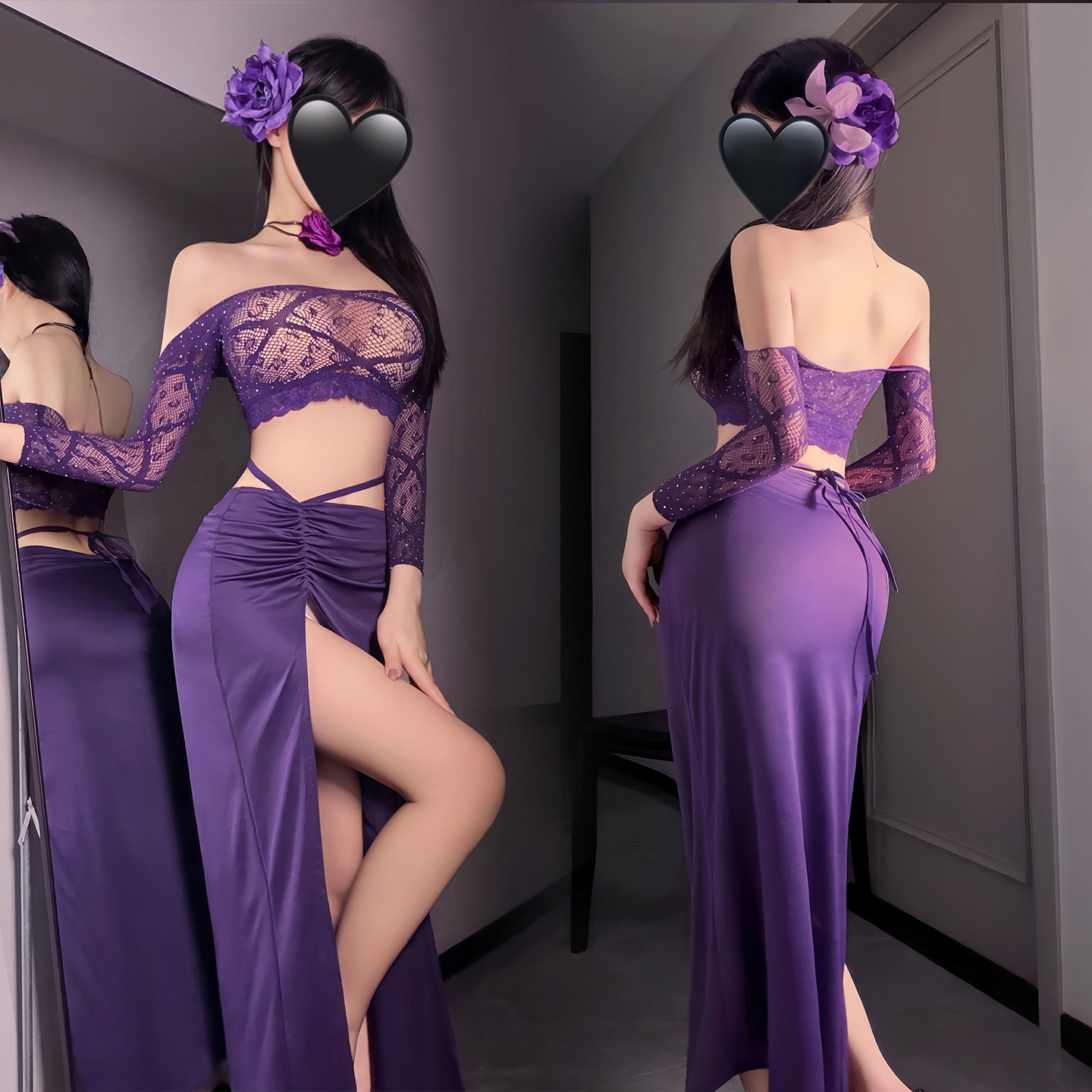 섹시한 속옷 어두운 욕망 엮은 망사 유니폼 섹시한 섹시 섹스 시스루 잠옷