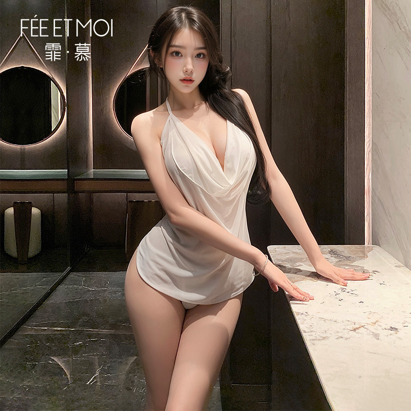 홀터넥 벨트 배주머니 세트 섹시 속옷 섹시 시스루 유혹 의상