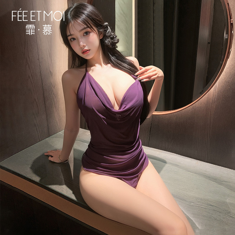 홀터넥 벨트 배주머니 세트 섹시 속옷 섹시 시스루 유혹 의상