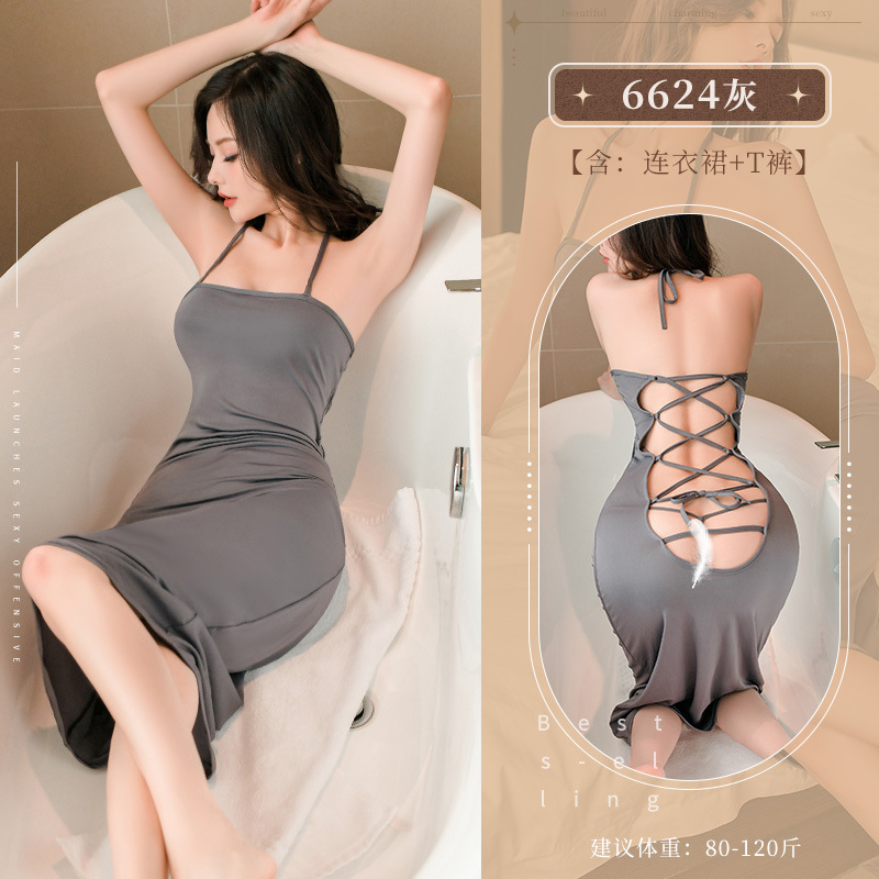 등판 크로스 스트랩 원피스 6624에지 란제리 야한 섹시 유혹