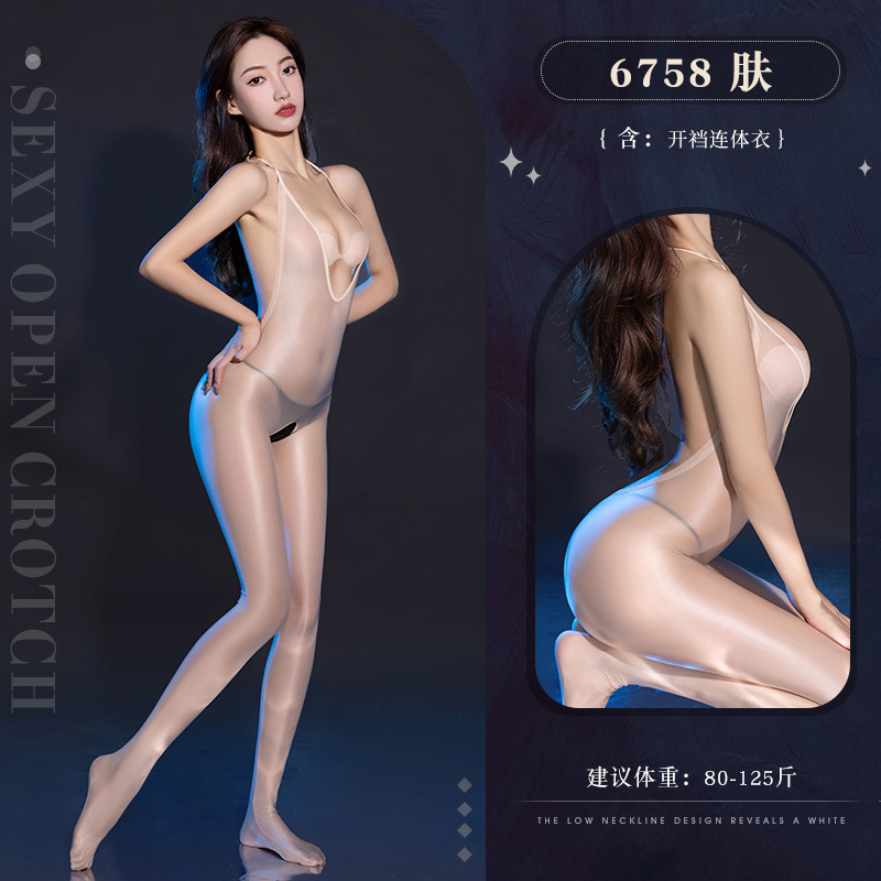 깊은 브이 슬림한 유광 오픈 가랑이 점프슈트 섹시한 속옷 섹시한 유니폼 유혹