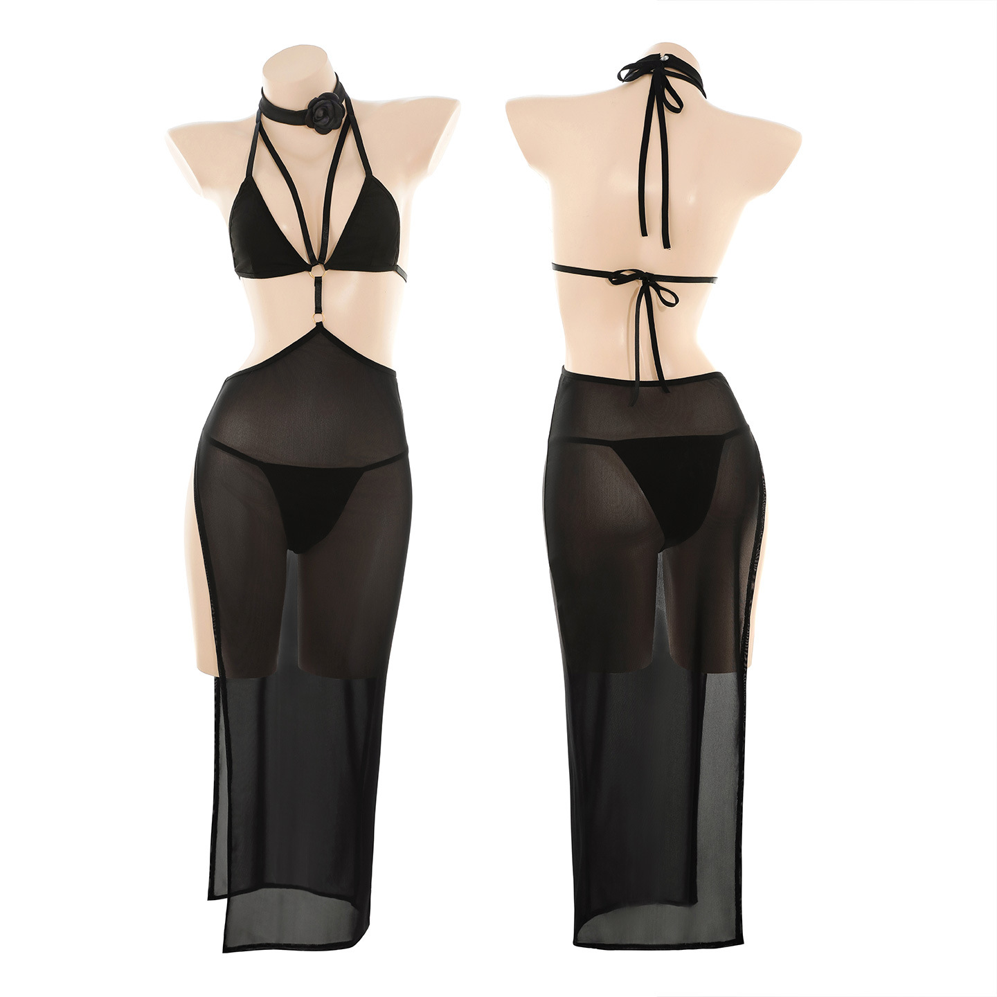 홀터넥 망사 슬립 정장 스킨 시스루 유혹 섹시 란제리