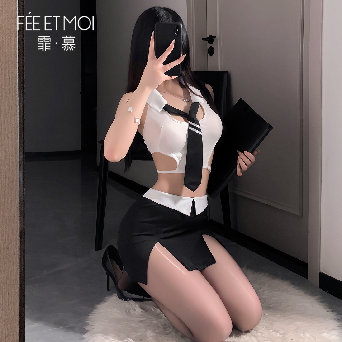 섹시한 속옷으로 속이 비고 ol의 시크릿 유니폼 섹시한 엉덩이 커버 애정 순욕 6207