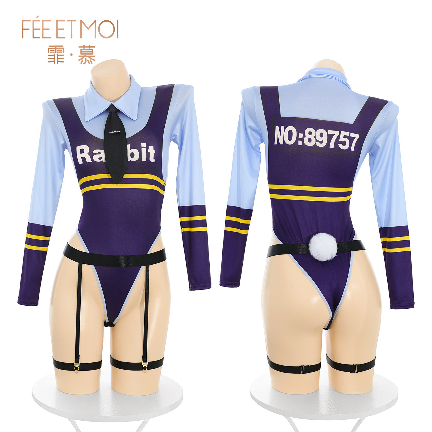 섹시한 속옷 핫가랑이 찢어지기 토끼 교관 세트 섹시 희롱 면탈 점프수트 제복 6411