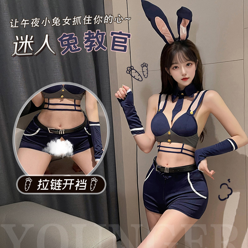 cos 토끼 경관 가랑이 오픈 제복 3879 섹시 란제리 섹시 노출 순욕의 유혹