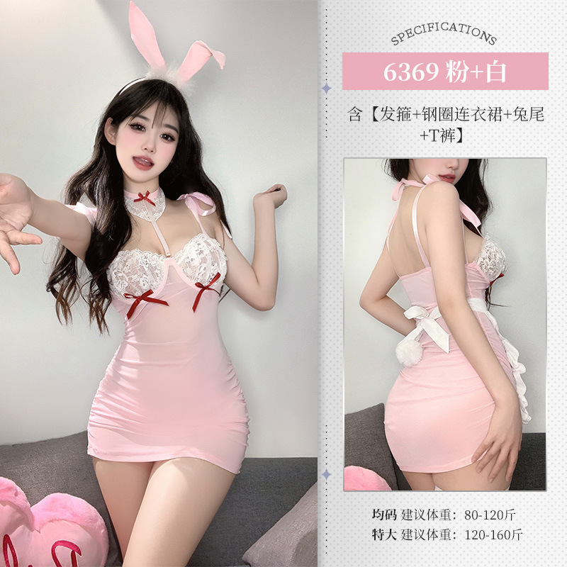 토끼녀 와이어링 함유 시스루 6369 섹시 란제리 섹시한 빅 사이즈 유니폼