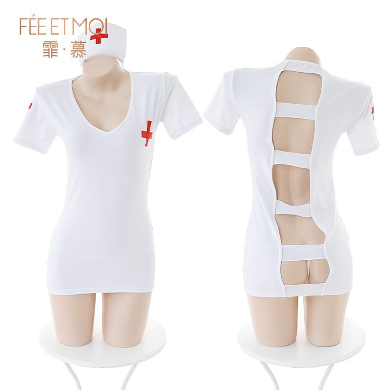 섹시한 속옷 화이트 역할로 출연한 성인 의사 섹시한 여자 간호사 직업 정복 정장의 유혹