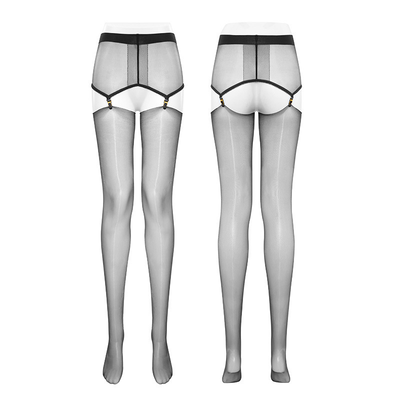 섹시한 하이웨이스트 분리할 수 있는 스타킹 피부가 투명하고 로맨틱한 블랙 실크로 섹시한 속옷을 입는다