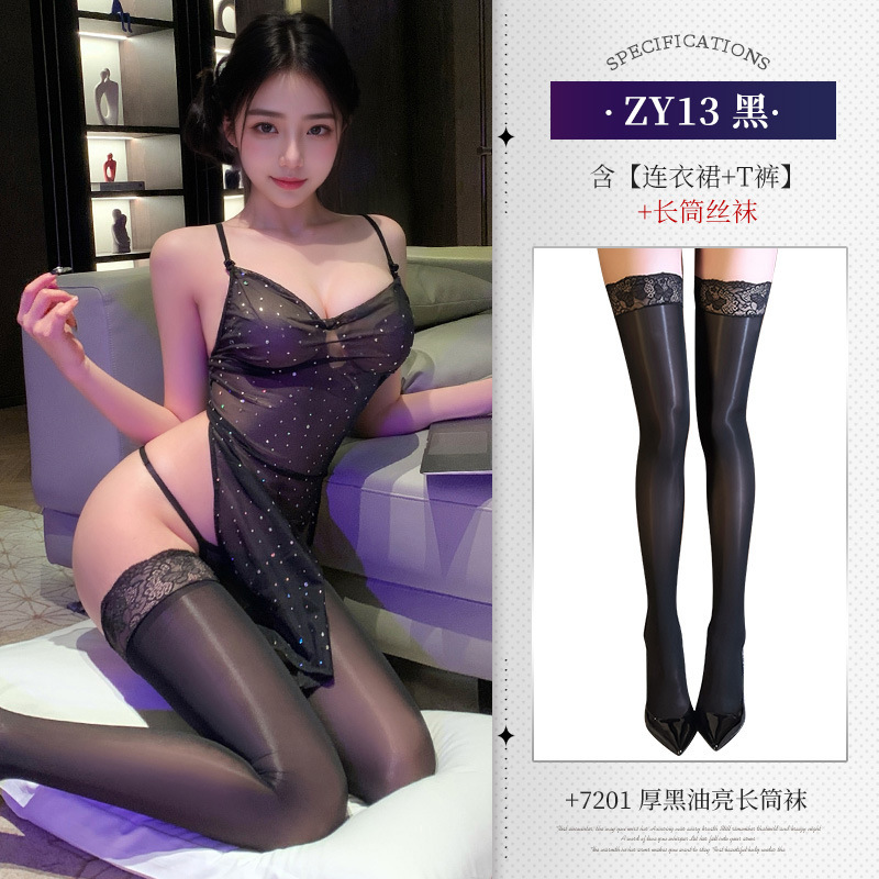 스팽글 브래지어 시스루 슬리퍼 스커트 섹시한 누드 엉덩이 제복 섹시한 속옷을 유혹합니다