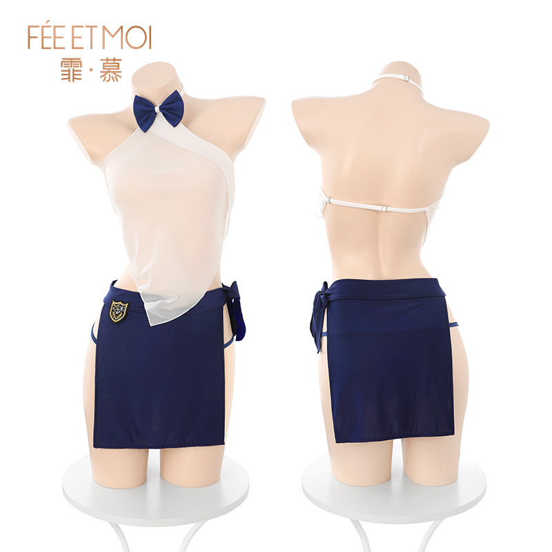 배주머니 스타일의 노출형 승무원 슈트 섹시 란제리 슈트의 섹시한 엉덩이가 드러나는 스타킹 유니폼