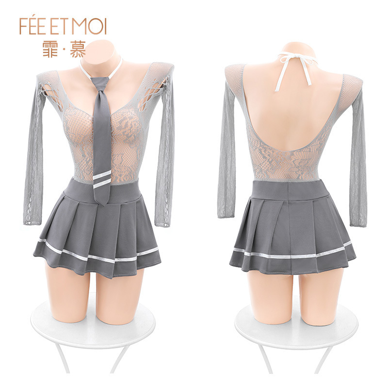 학원 깊은 v 투각투시네트드레스 취향속옷성용품 섹시한 제복