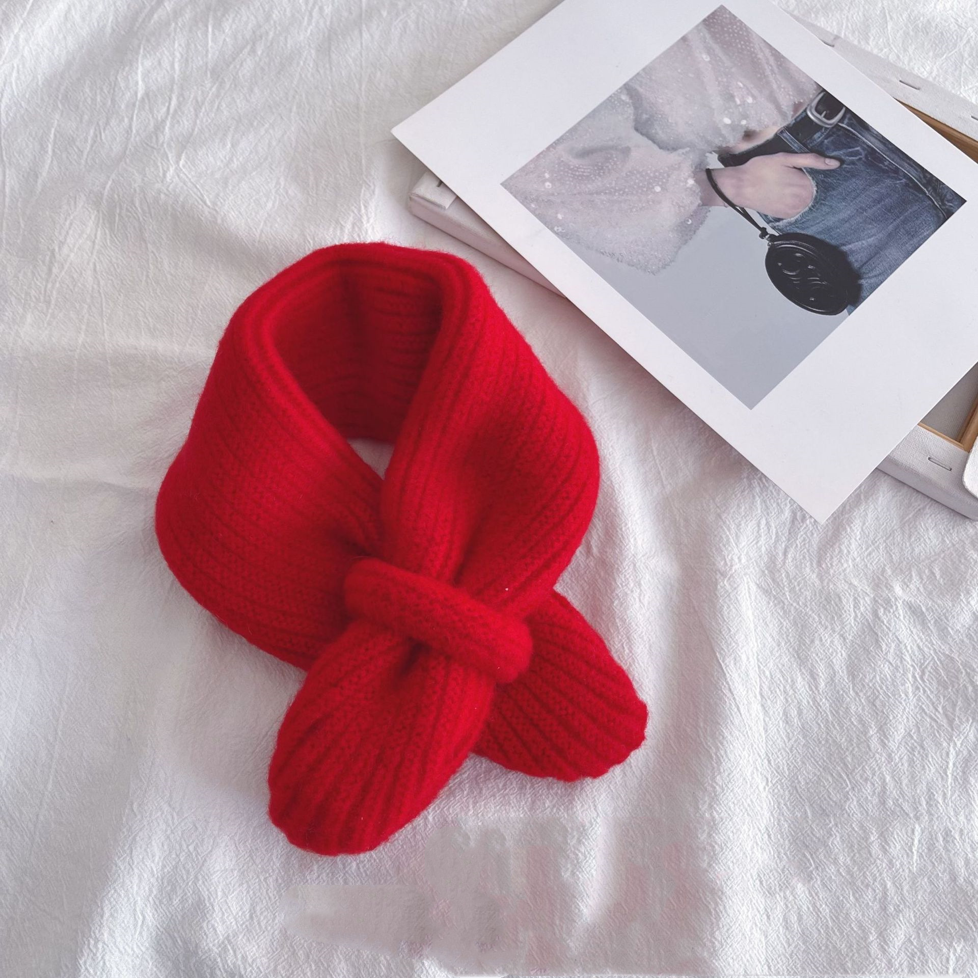 어린이 스카프 가을 겨울 교차로 목도리 유치원 아기 스카프 아이 보온 목 보호 귀여운 아기 목도리