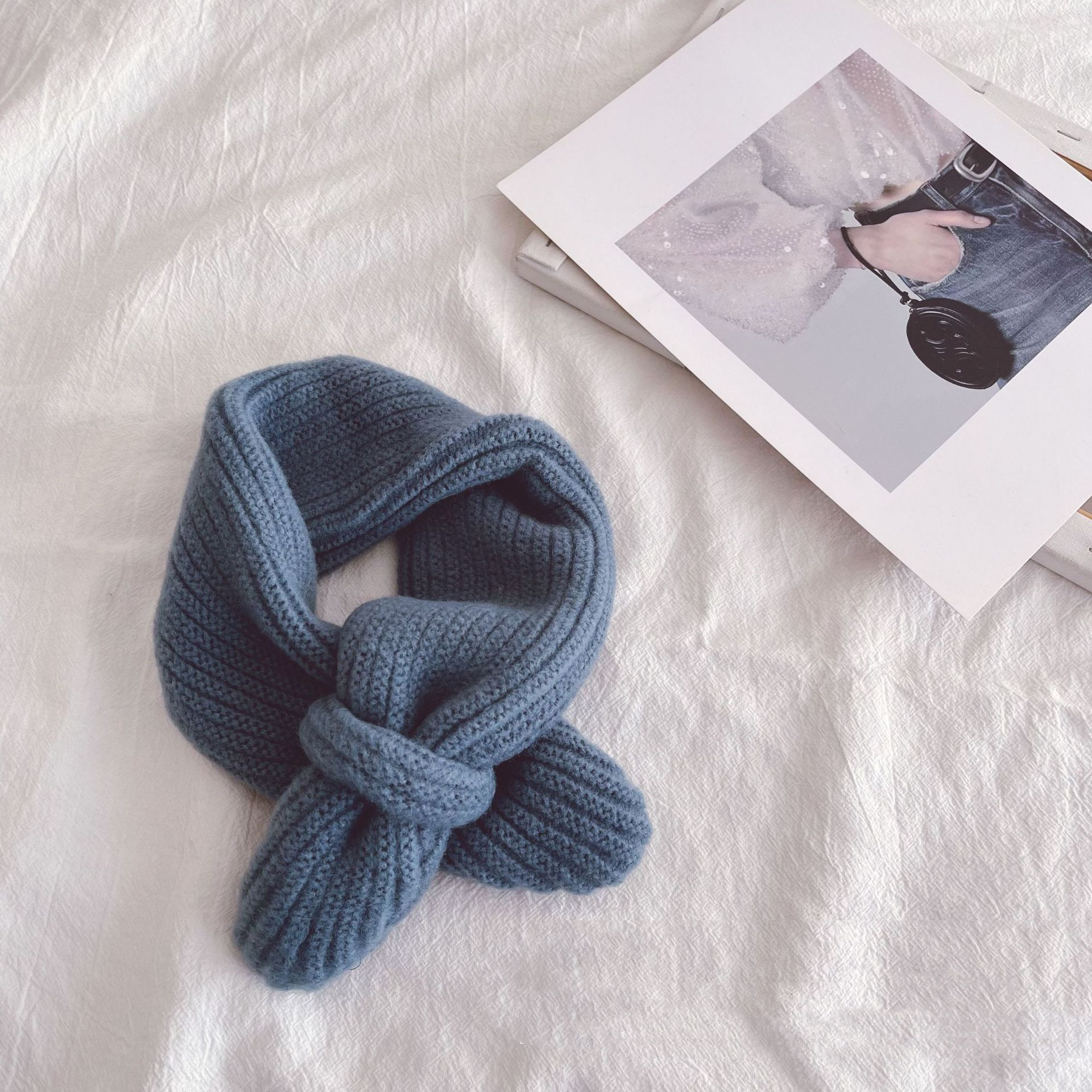 어린이 스카프 가을 겨울 교차로 목도리 유치원 아기 스카프 아이 보온 목 보호 귀여운 아기 목도리